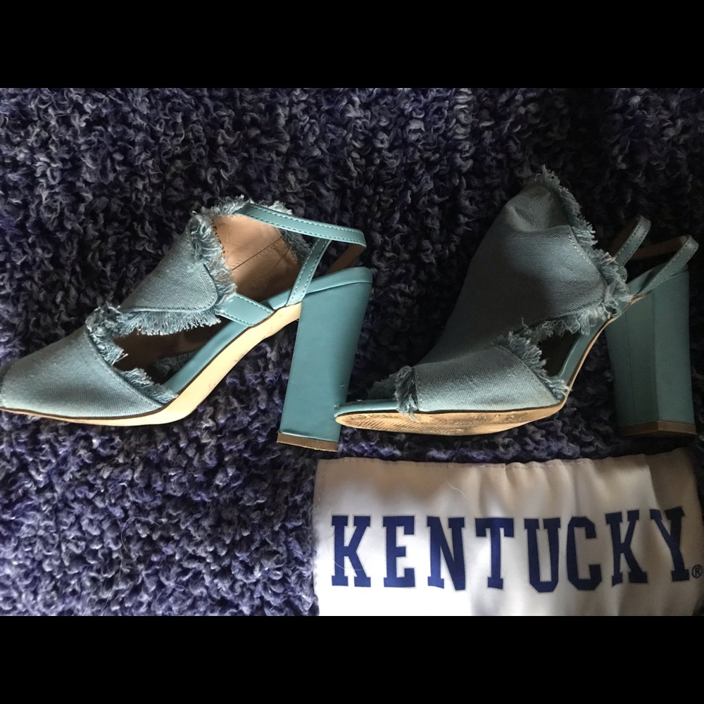 Barley worn Blue denim heels
